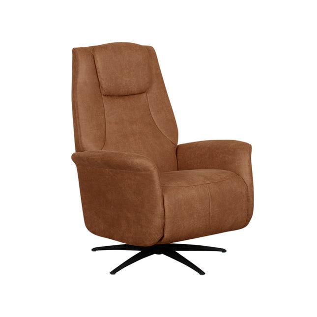 LABEL51 - Elektrische Fauteuil Stockholm 77x87x112 cm - Cognac Micro Suede | Zwart Metaal