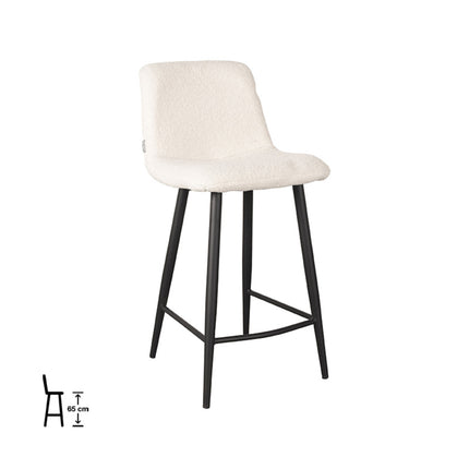 LABEL51 - Barkruk Jep 42x46x92 cm - Ivoor Teddy | Zwart Metaal