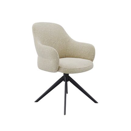LABEL51 - Eetkamerstoel Bern 61x66x91 cm - Naturel Royal Boucle | Zwart Metaal