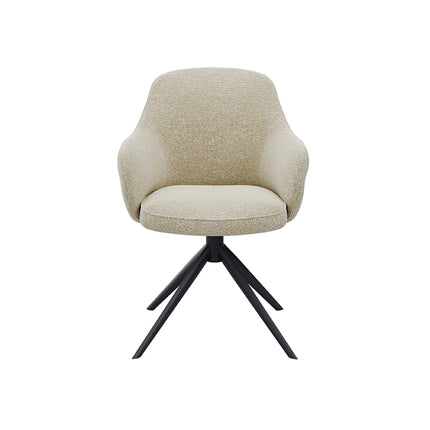 LABEL51 - Eetkamerstoel Bern 61x66x91 cm - Naturel Royal Boucle | Zwart Metaal