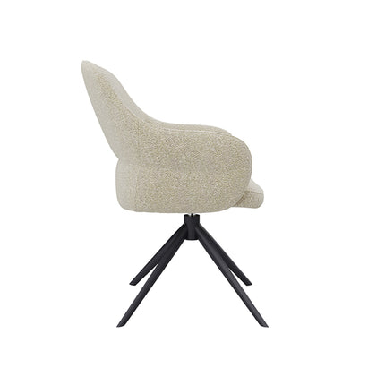 LABEL51 - Eetkamerstoel Bern 61x66x91 cm - Naturel Royal Boucle | Zwart Metaal