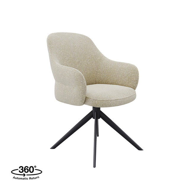 LABEL51 - Eetkamerstoel Bern 61x66x91 cm - Naturel Royal Boucle | Zwart Metaal