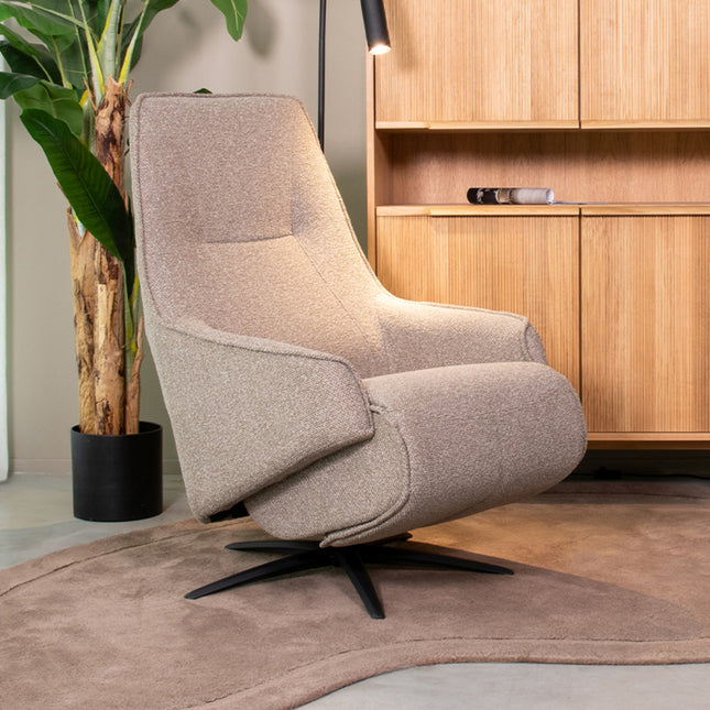 LABEL51 - Elektrische Fauteuil Odense 68x87x110 cm - Mushroom Royal Boucle | Zwart Metaal