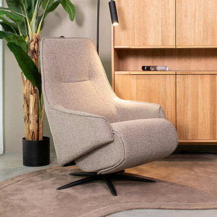 LABEL51 - Elektrische Fauteuil Odense 68x87x110 cm - Mushroom Royal Boucle | Zwart Metaal