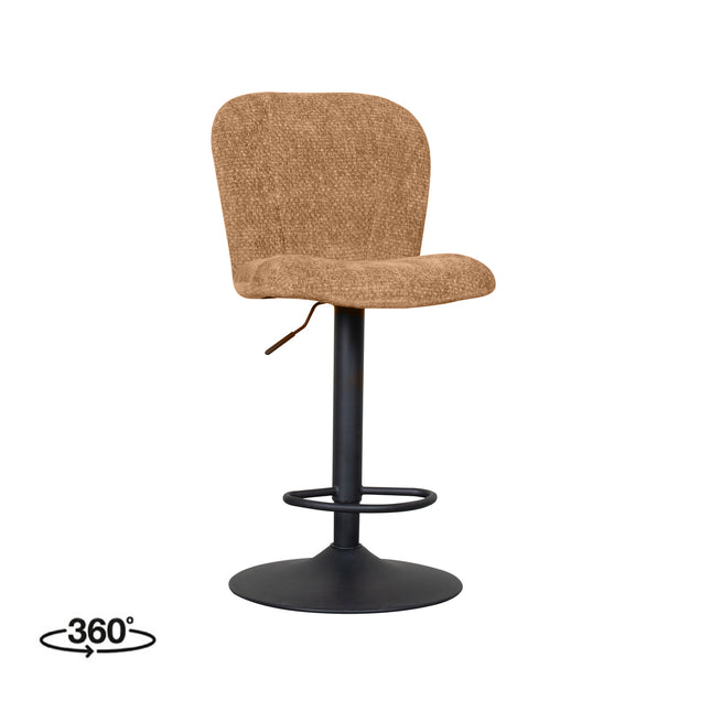LABEL51 - Barkruk Vino 45x53x95 cm - Cognac Elite | Zwart Metaal
