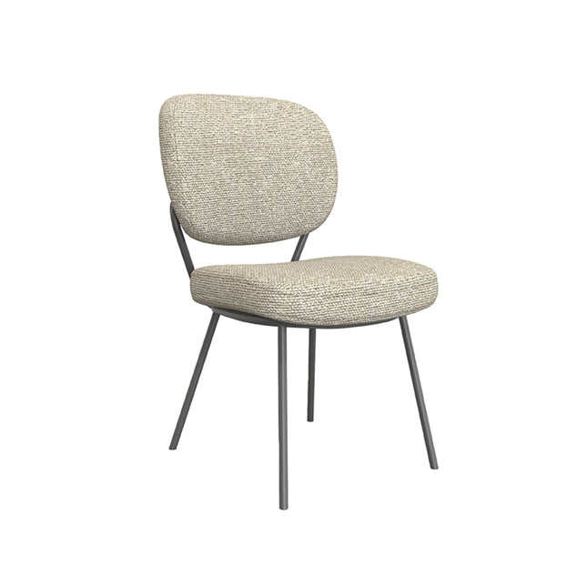 LABEL51 - Eetkamerstoel Singapore 49x63x90 cm - Naturel Royal Boucle | Zwart Metaal