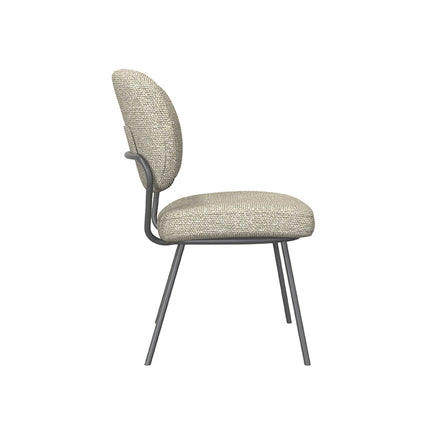 LABEL51 - Eetkamerstoel Singapore 49x63x90 cm - Naturel Royal Boucle | Zwart Metaal