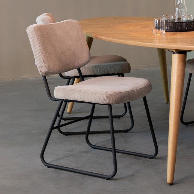 LABEL51 - Eetkamerstoel Noah 47x61x85 cm - Naturel Boucle | Zwart Metaal