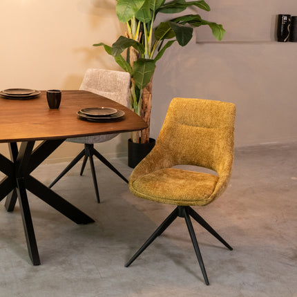 LABEL51 - Eetkamerstoel Marlow 48x63x86 cm - Mustard Elite | Zwart Metaal