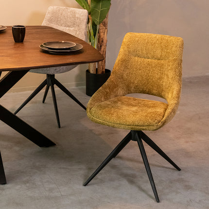 LABEL51 - Eetkamerstoel Marlow 48x63x86 cm - Mustard Elite | Zwart Metaal