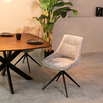LABEL51 - Eetkamerstoel Marlow 48x63x86 cm - Stone Elite | Zwart Metaal