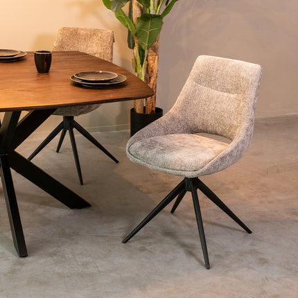 LABEL51 - Eetkamerstoel Marlow 48x63x86 cm - Stone Elite | Zwart Metaal