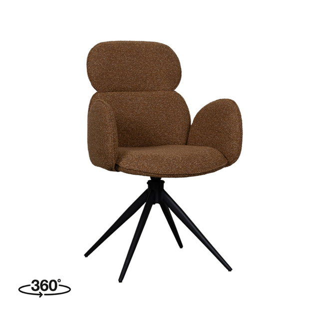 LABEL51 - Eetkamerstoel Vidar 58x62x91 cm - Coral Royal Boucle | Zwart Metaal