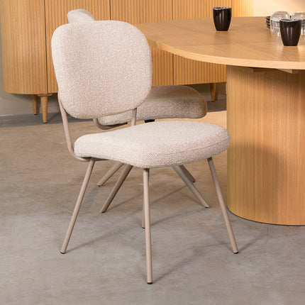 LABEL51 - Eetkamerstoel Singapore 49x63x90 cm - Naturel Royal Boucle | Taupe Metaal
