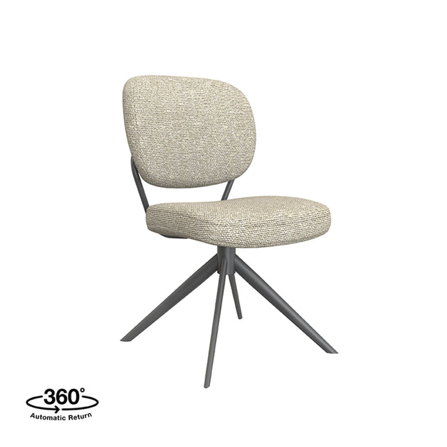 LABEL51 - Eetkamerstoel Geneva 49x63x90 cm - Naturel Royal Boucle | Zwart Metaal