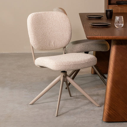 LABEL51 - Eetkamerstoel Geneva 49x63x90 cm - Naturel Royal Boucle | Taupe Metaal
