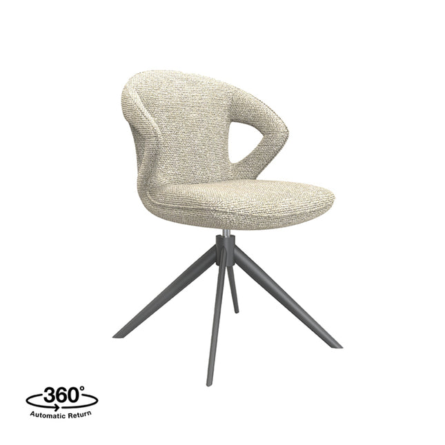 LABEL51 - Eetkamerstoel Zurich 64x56x86 cm - Naturel Royal Boucle | Zwart Metaal