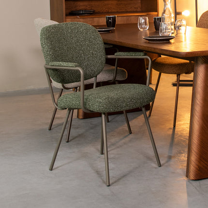 LABEL51 - Eetkamerstoel Lausanne 61x64x89 cm - Forest Royal Boucle | Forest Metaal