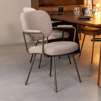 LABEL51 - Eetkamerstoel Lausanne 61x64x89 cm - Mushroom Royal Boucle | Brons Metaal