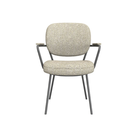 LABEL51 - Eetkamerstoel Lausanne 61x64x89 cm - Naturel Royal Boucle | Zwart Metaal