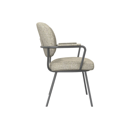 LABEL51 - Eetkamerstoel Lausanne 61x64x89 cm - Naturel Royal Boucle | Zwart Metaal