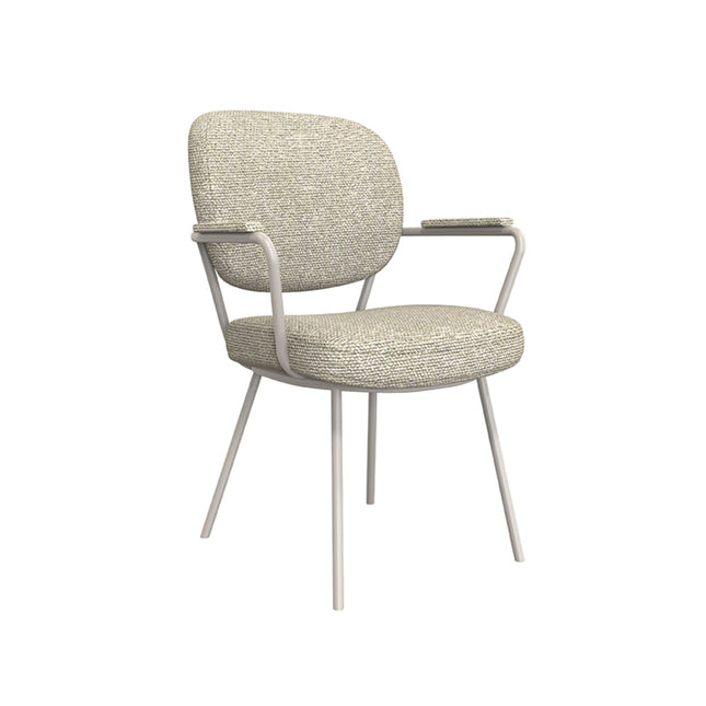 LABEL51 - Eetkamerstoel Lausanne 61x64x89 cm - Naturel Royal Boucle | Taupe Metaal