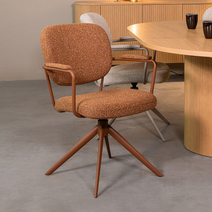 LABEL51 - Eetkamerstoel Basel 61x64x89 cm - Coral Royal Boucle | Coral Metaal