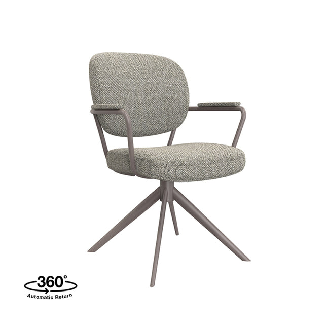 LABEL51 - Eetkamerstoel Basel 61x64x89 cm - Mushroom Royal Boucle | Brons Metaal