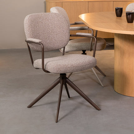 LABEL51 - Eetkamerstoel Basel 61x64x89 cm - Mushroom Royal Boucle | Brons Metaal