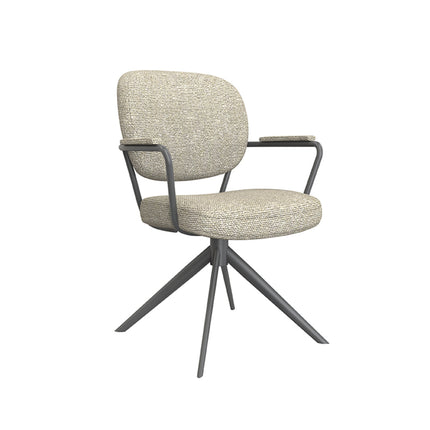 LABEL51 - Eetkamerstoel Basel 61x64x89 cm - Naturel Royal Boucle | Zwart Metaal
