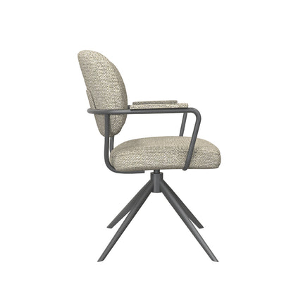 LABEL51 - Eetkamerstoel Basel 61x64x89 cm - Naturel Royal Boucle | Zwart Metaal