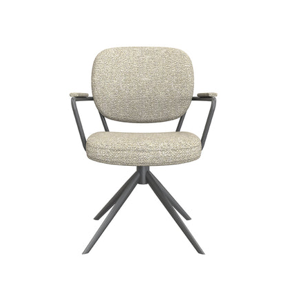 LABEL51 - Eetkamerstoel Basel 61x64x89 cm - Naturel Royal Boucle | Zwart Metaal