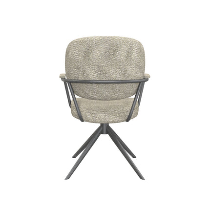 LABEL51 - Eetkamerstoel Basel 61x64x89 cm - Naturel Royal Boucle | Zwart Metaal