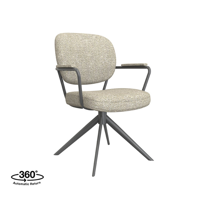 LABEL51 - Eetkamerstoel Basel 61x64x89 cm - Naturel Royal Boucle | Zwart Metaal