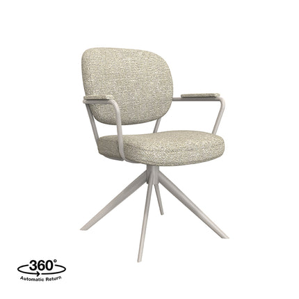 LABEL51 - Eetkamerstoel Basel 61x64x89 cm - Naturel Royal Boucle | Taupe Metaal