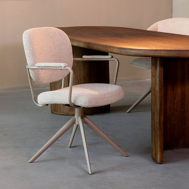 LABEL51 - Eetkamerstoel Basel 61x64x89 cm - Naturel Royal Boucle | Taupe Metaal