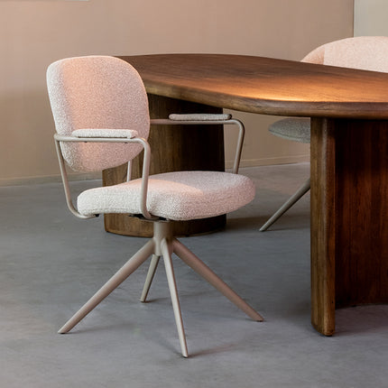 LABEL51 - Eetkamerstoel Basel 61x64x89 cm - Naturel Royal Boucle | Taupe Metaal