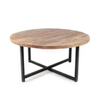 LABEL51 - Salontafel Dex 80x80x40 cm - Rough Mangohout | Zwart Metaal