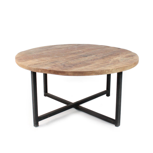 LABEL51 - Salontafel Dex 80x80x40 cm - Rough Mangohout | Zwart Metaal