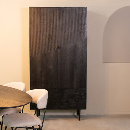 LABEL51 - Hoge Kast Cotia 100x40x200 cm - Zwart Mangohout | Zwart Metaal