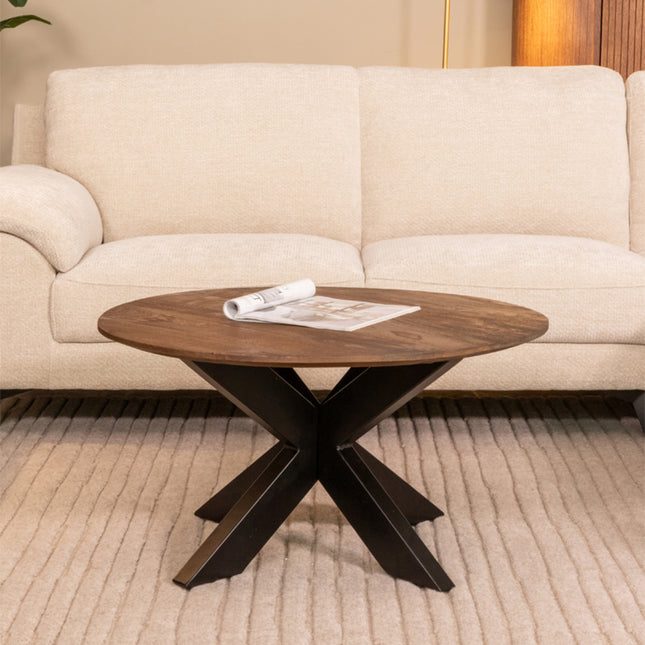 LABEL51 - Salontafel Otis 80x80x43 cm - Espresso Mangohout | Zwart Metaal