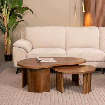 LABEL51 - Salontafel Set Timon 100x58x40 cm - Nature Smooth Mangohout