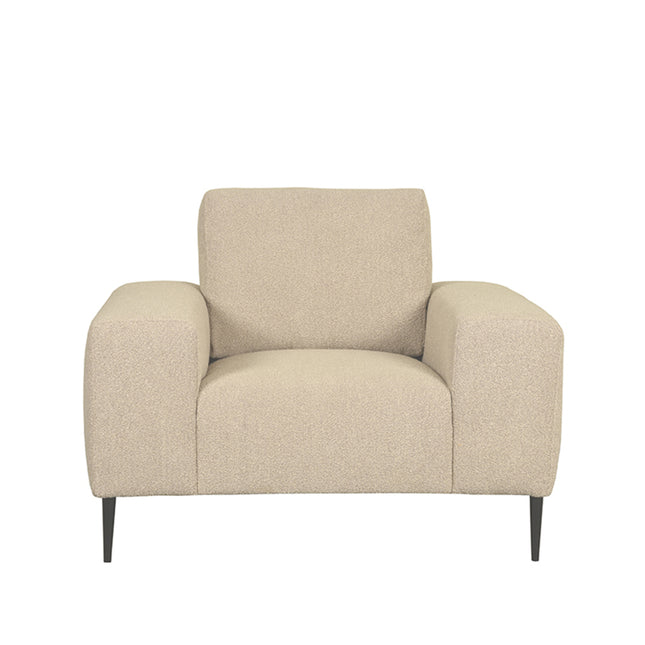 LABEL51 - Bank Ferraro 1-Zits 112x88x85 cm - Zand Boucle | Zwart Metaal