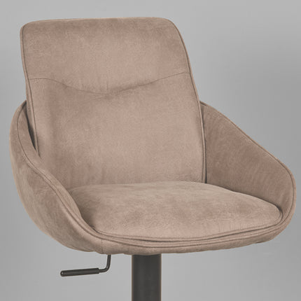 LABEL51 - Barkruk Beauty 52x59x89-113 cm - Taupe Micro Suede | Zwart Metaal