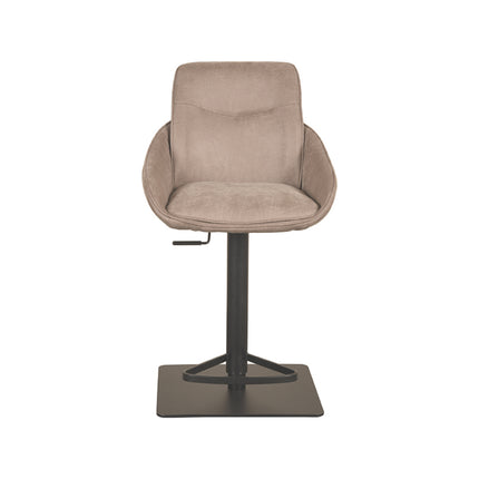 LABEL51 - Barkruk Beauty 52x59x89-113 cm - Taupe Micro Suede | Zwart Metaal