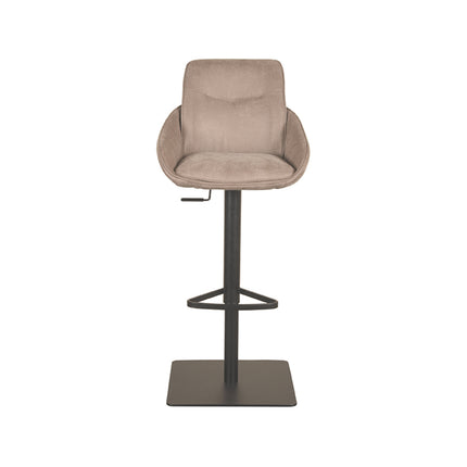 LABEL51 - Barkruk Beauty 52x59x89-113 cm - Taupe Micro Suede | Zwart Metaal