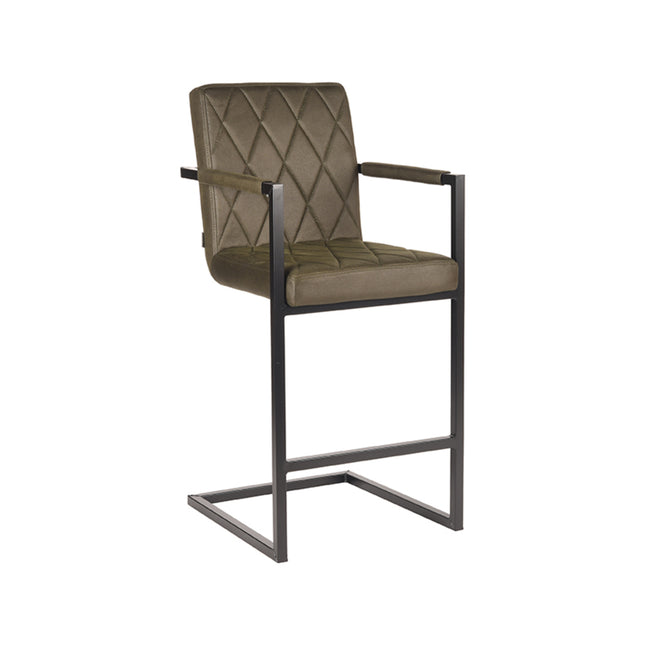 LABEL51 - Barkruk Denmark 50x62x103 cm - Army Microvezel | Zwart Metaal