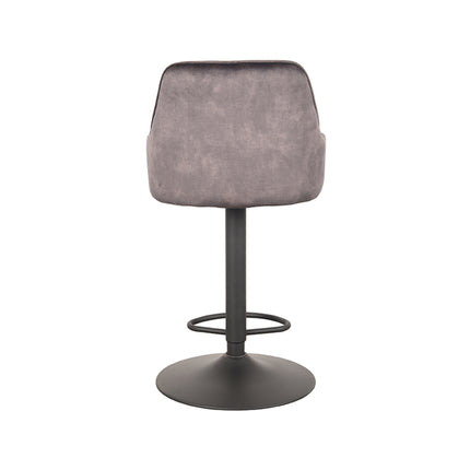 LABEL51 - Barkruk Fender 50x52x90-110 cm - Antraciet Velours | Zwart Metaal