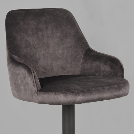 LABEL51 - Barkruk Fender 50x52x90-110 cm - Antraciet Velours | Zwart Metaal