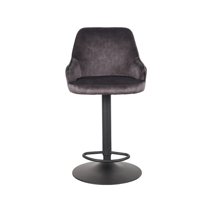 LABEL51 - Barkruk Fender 50x52x90-110 cm - Antraciet Velours | Zwart Metaal